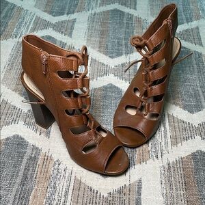 5/$25 BUNDLE BAMBOO Y2K Brown Gladiator Block Heels